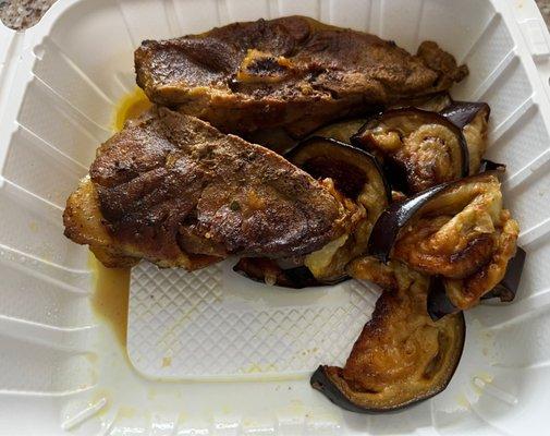 Grilled lamb and eggplant