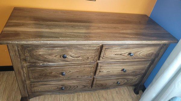 Dresser done in grey elm and almond stain.