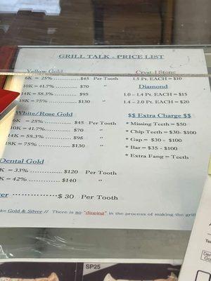 Prices for the teeth 2022