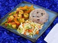 CURRY SHRIMP AND RICE AND PEAS