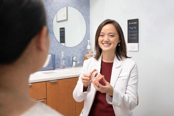 Our orthodontist Dr Jenny Zhu in a braces consultation