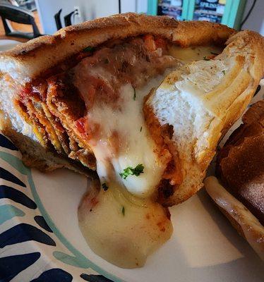 Eggplant Parm Sub!  That cheese is heavenly!