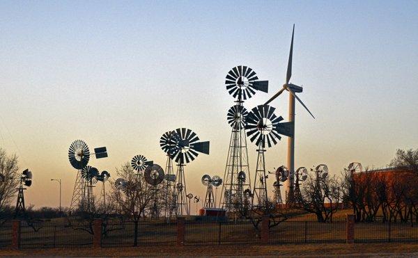 Evening looking at the windmill grounds and windmills.