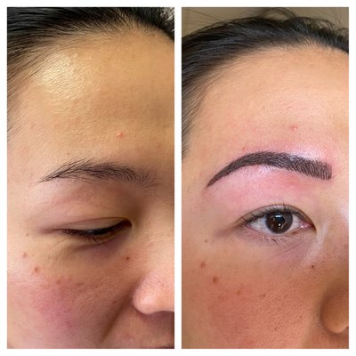 Microblading before and after.