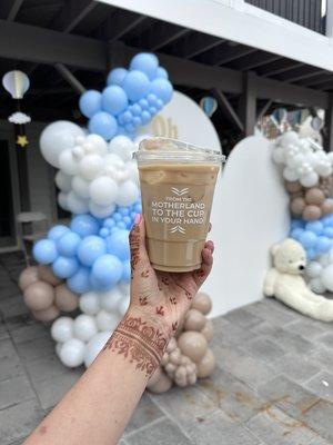 Cold brew latte at a baby shower