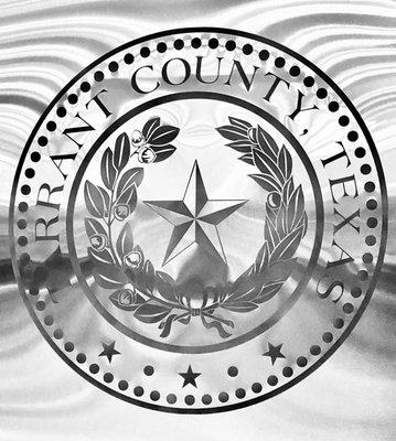 Tarrant County seal on the elevator.