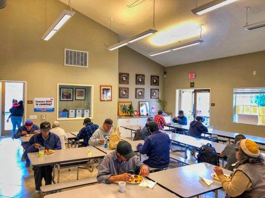 Enjoying a fruit bowl snack with the morning crowd at Southwest Community Center.