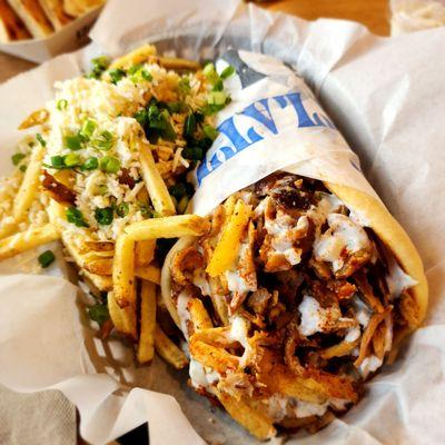 Double meat Porkbelly Gyro /w side of Greek fries.  Deliciousness in abundance!