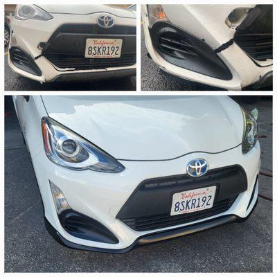 Before & after of my curb damage.