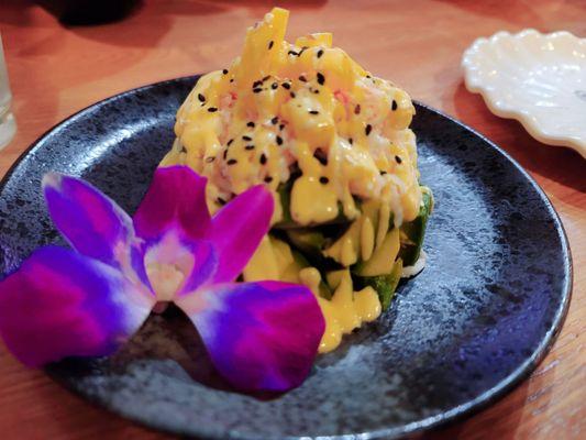 Avocado salad with crab & a flair of aloha.