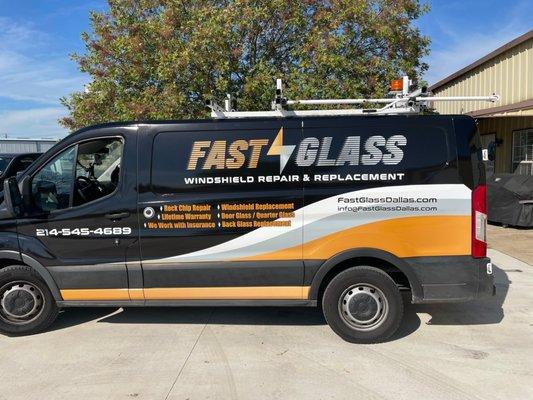 Side View of FastGlass Van