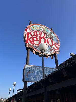 Outside. The historic sign.