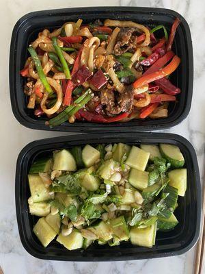 Stir-Stir Fried Noodles, Garlic Cucumbers Saladcucumber