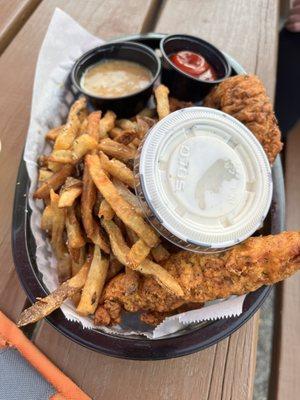 Chicken fingies and fries!  Not mine but I still was able to snap a pic!!