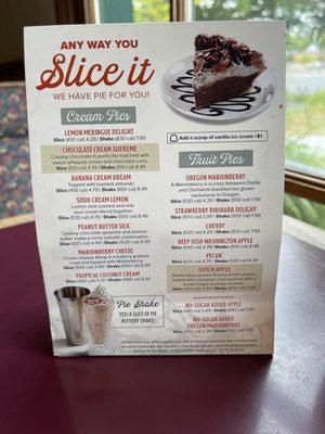 Pie menu... pie shake!!!!!!