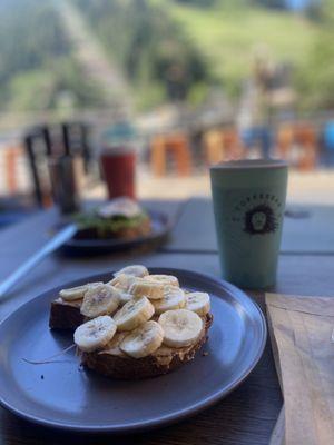 The peanut butter banana toast.