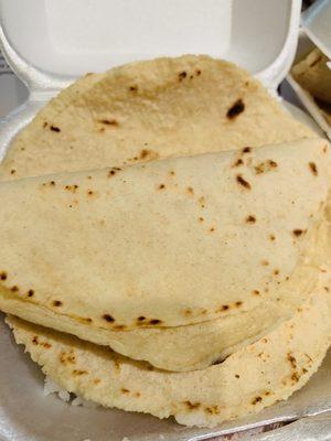 Rice and homemade corn tortillas for my soup