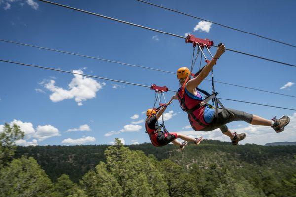 Dual ziplines allow you to enjoy the entire experience with a friend or family member!