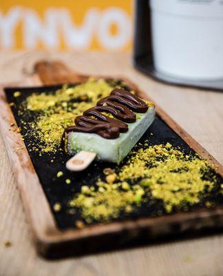 Sicilian Pistachio with Nutella drizzle