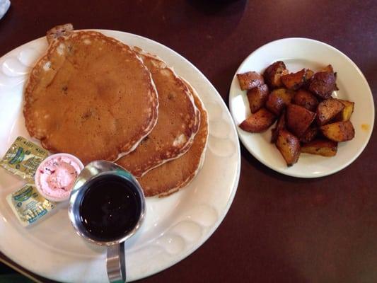 Cranberry pancakes and rustic reds.