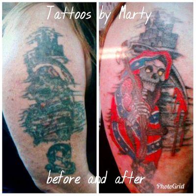 Another cover up Before & After done by Marty