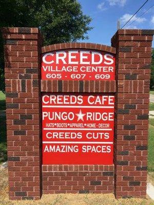 Creeds Village Center Sign