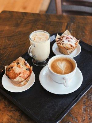 Muffins made daily. Espresso drinks.