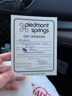 Gift certificate