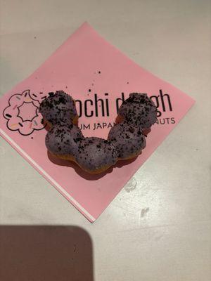 Taro donut with cookie pieces on top