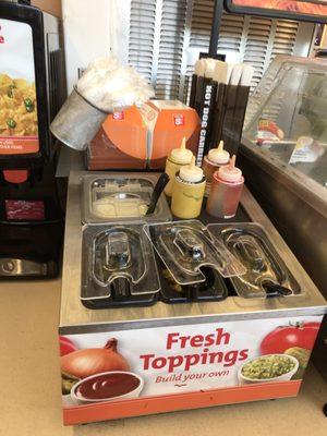 Messing, gross condiment station.