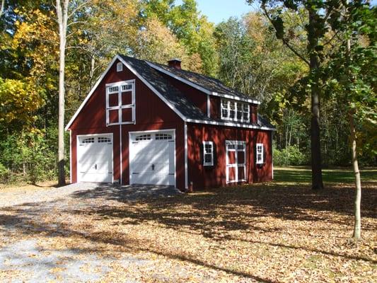 One of our Royal Victorian, A-frame two-story, two bay garages