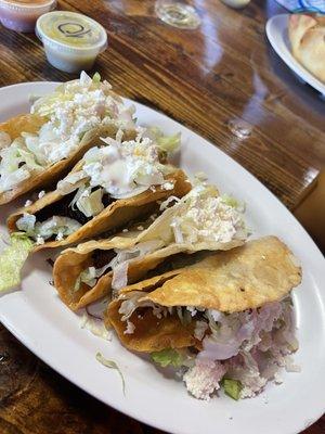 Tacos dorado with barbacoa