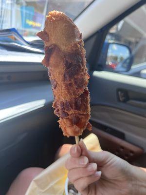 Bacon wrapped Corn Dog