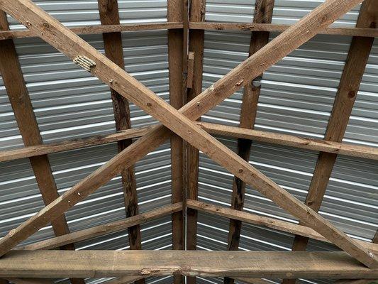 The ceiling of the covered bridge.