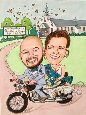 Jennifer & Jason's wedding-14 x11 caricature