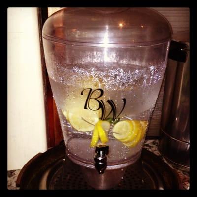 Lemon infused water.