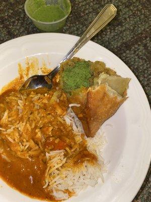 Chicken masala and Veg Samosa