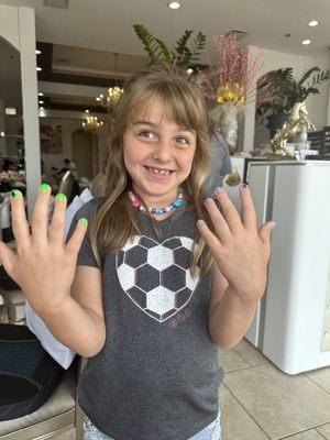 One of my girlies with her crazy manicure