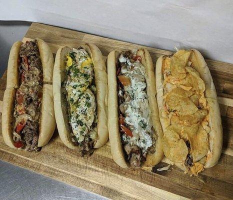 Variety of cheesesteaks