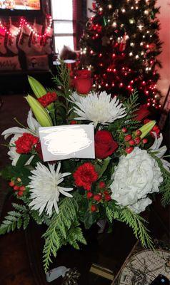 Beautiful Christmas Birthday floral arrangement sent between best friends who live in different states