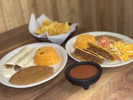 Crispy tacos & queso enchiladas!