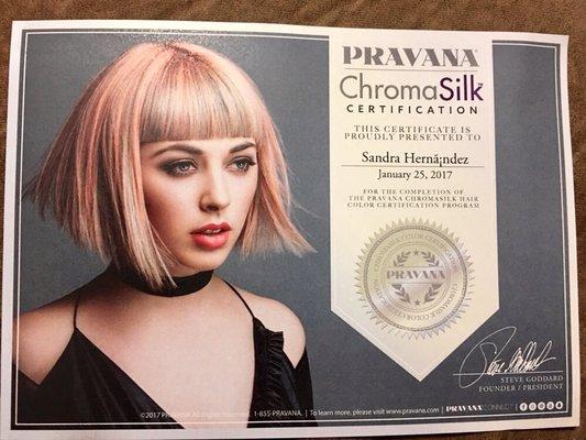 Pravana Chromasilk Certification.