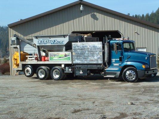 Our One-of-a-kind (home built) mixing truck allows us to precisely mix and control the quality of the concrete for your edging project.