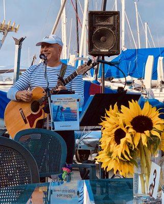 King Harbor Yacht Club, Redondo Beach. Because of COVID restrictions, events have been moved outside, and it's magical!