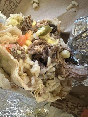 Incorrectly-made burrito from Chipotle on Mineral Spring in Providence.