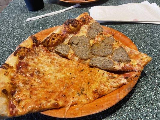 Cheese and meatball pizza!