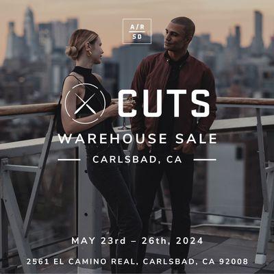 The official Cuts Warehouse Sale is coming to Carlsbad, CA. Save up to 70% OFF on men's premium apparel.