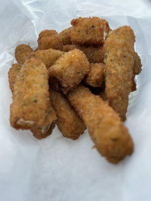 Zucchini sticks! Great texture. But you have to eat it immediately before they get soggy!