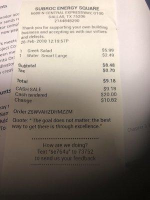 Any place that has this much positivity on a receipt needs a review.