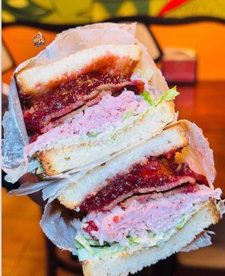 SMOKED BEEF BACON, SWEET POTATO & CRANBERRY TURKEY SANDWICH  AMAZING THANKSGIVING WEEK SPECIAL AT HOLY COW BURGERS TRY IT, IT'S AWESOME!